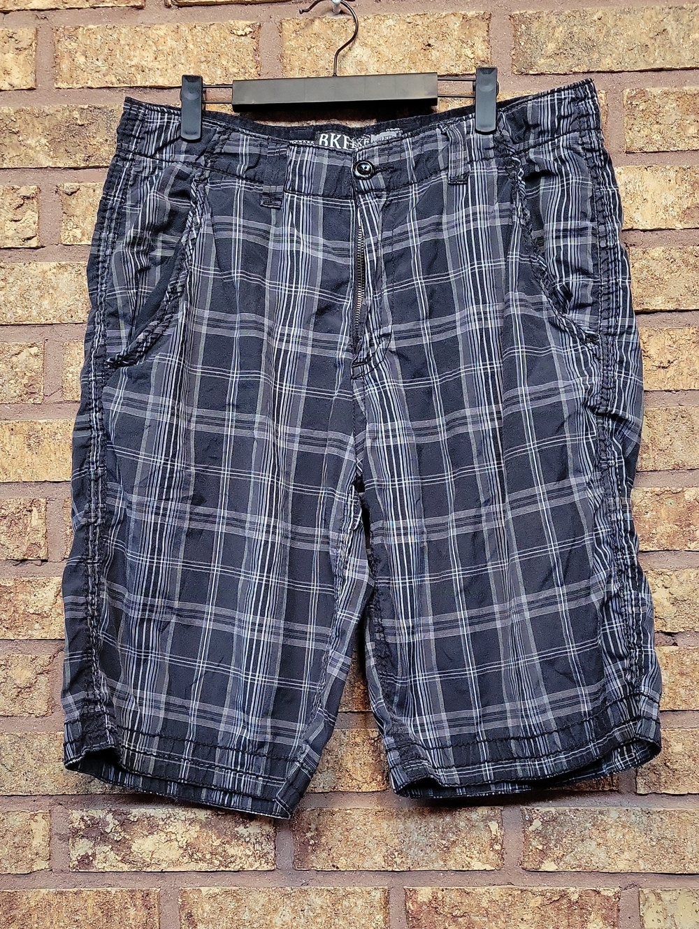 BKE Plaid Flat Front Shorts Size 34 Cotton Blend Summer Casual Plaid